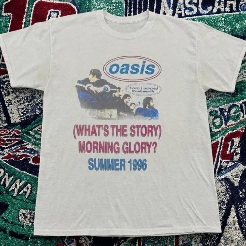 Y2K Britpop Oasis WhatS The Story Morning Glory Graphic Tee White Unisex